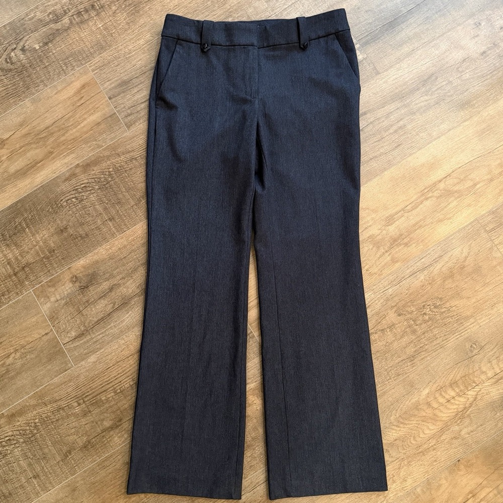 LOFT Women's 6 Navy Tweed Wide‎ Trousers Marisa Pockets Business Casual Career